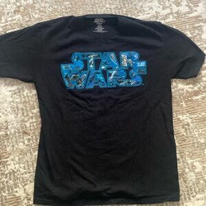 Black T-shirt with Star Wars graphic text